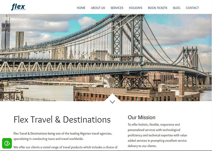 Travel Website Design and Development for Flex Travels and Tours